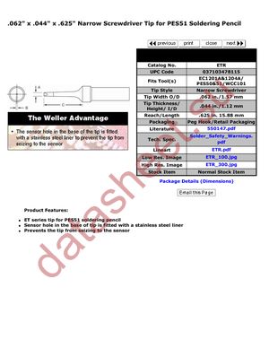 ETR datasheet  